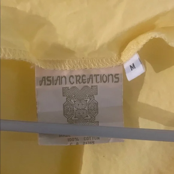 Vintage 90s Embroidered Yellow Cotton Peplum Top | Button Front | M - Picture 4 of 10